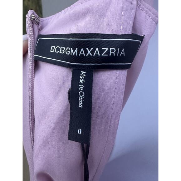 BCBG MAXAZRIA Sz 0 Pink Ruffle Cascade V-Neck Front Slit Gown $298 Bride’s Maid - Picture 11 of 16